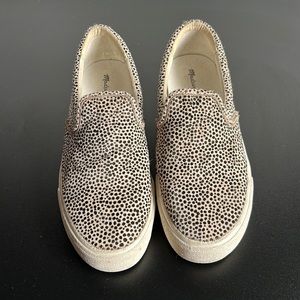 Madewell sidewalk slip on sneakers in spotted calf hair.
